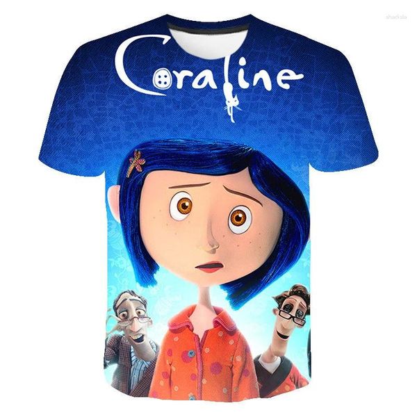 Herren T-Shirts Sommer Coraline T-Shirts Cartoon Anime 3D-Druck Männer Frauen Lässige Mode Übergroße Kurzarmhemd Kinder T-Shirts Tops Kleidung