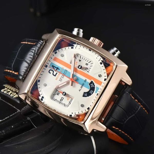 Orologi da polso TOP Orologi di marca originali per uomo Classico quadrato multifunzione automatico con data Orologio Cronografo da lavoro Orologi al quarzo