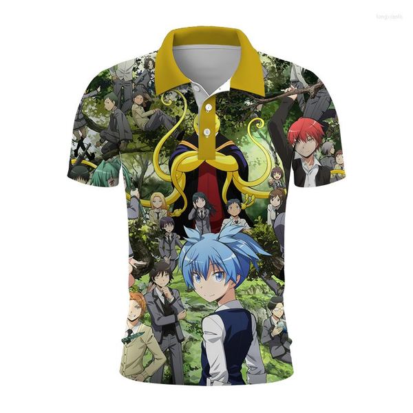 Erkek sıradan gömlekler moda erkek yaz polo gömlek Japon anime 3d baskılı unisex harajuku sokak sporları kısa kollu tişört