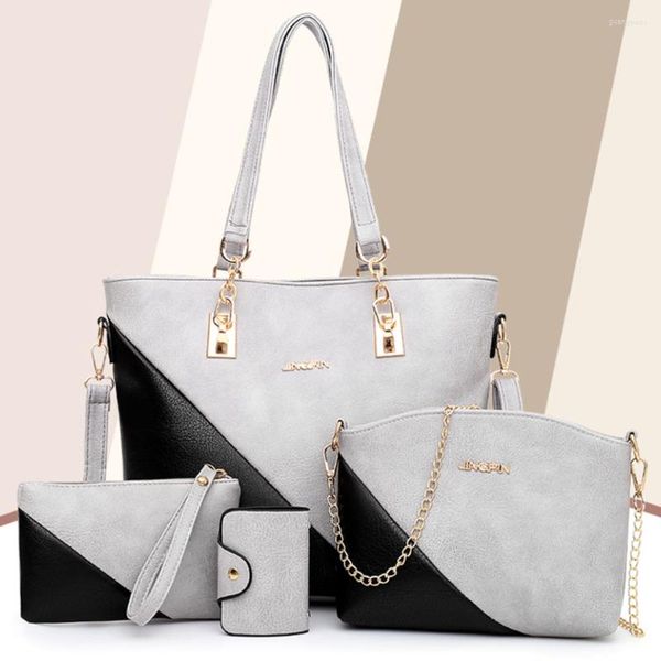 Carteiras 4 peças Bolsa de ombro definida Luxo Crossbody Crossbody de alta qualidade Mulheres Pu bolsas de couro PU