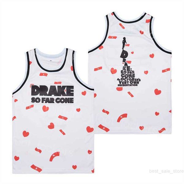 Movie Drake SO FAR GONE Basketball Film Maglie Blank Retro Pullover traspirante High School HipHop Team Stitched Sport Vintage College Shirt per gli appassionati di sport Estate
