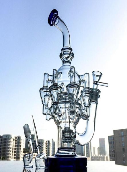 30 cm di altezza Matrix Perc Glass Bong Recycler Bong Dab Oil Rigs con bracci di polpo Fashion Design Tubi dell'acqua con ciotola Banger al quarzo O7858125