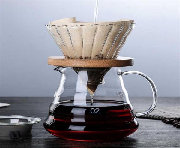 Swabue Pour Over Kaffeemaschine, Topf und Perkolatoren-Set, Glastropfer V60 02 Filter, umweltfreundlich, 500 ml, wiederverwendbar, Colande Cafe 2111033080763