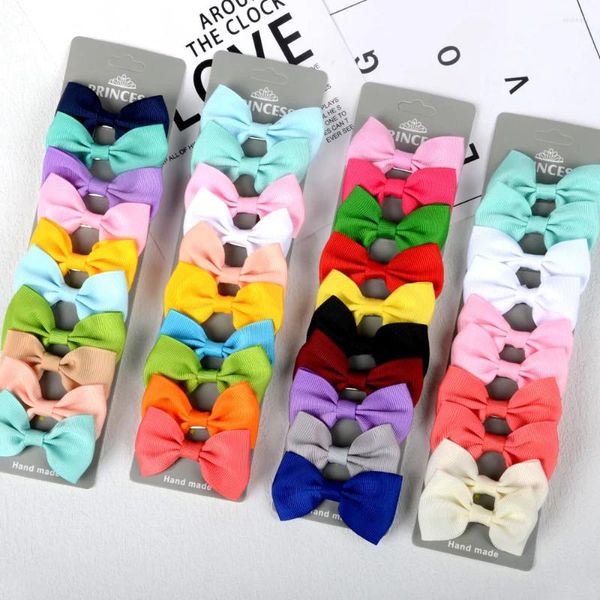 Accessori per capelli 10 pz/set clip di bowknot di colore solido per le neonate nastro luminoso clip di una parola bambini frangia rotta Hairgrips