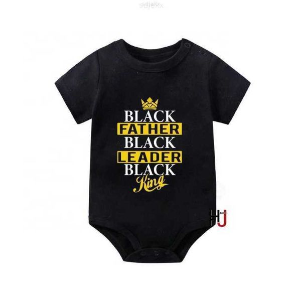 Set di abbigliamento Pagliaccetti per neonati Neonati maschi Vestiti per ragazze Nero Papà Re Stampa divertente Tuta infantile Carino indumenti da notte casual