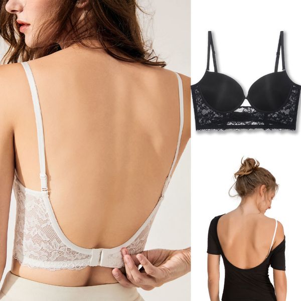 Reggiseni Reggiseno senza schienale Bralette invisibile Pizzo da sposa Intimo con schiena bassa Push Up siere Donna Lingerie senza cuciture Corsetto sexy BH 230426