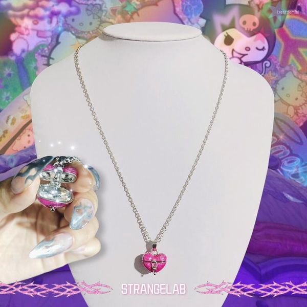 Catene Y2K Heart Lock Ball Chain Collana Lovely Vintage Egirl Spice Grunge Girls Goth