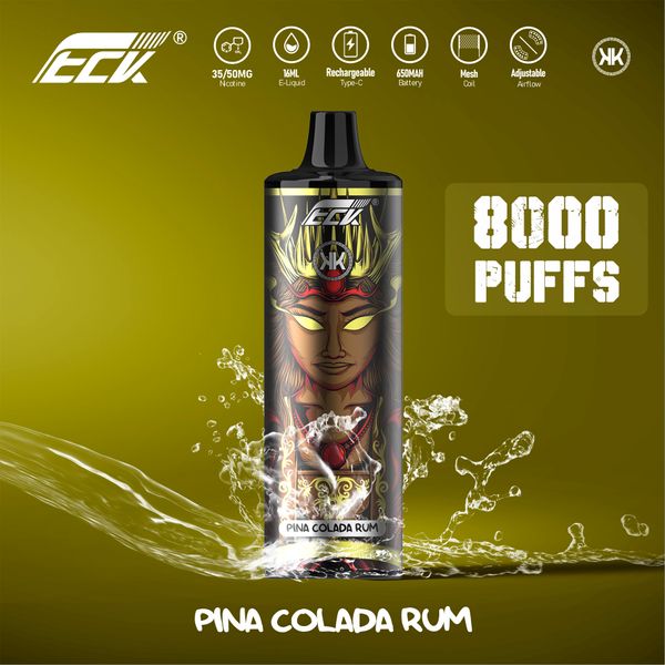 Fábrica OEM Kk Recarregável 8K Puff Mesh Bobina Cigarro Eletrônico Grande Fumar Vape Descartável 8000 Baforadas