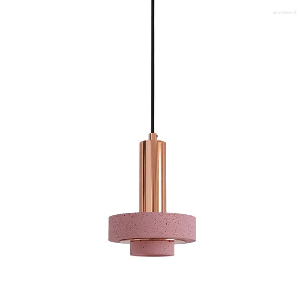 Lâmpadas pendentes mini bonito rosa / cinza metal pequena lâmpada nórdica moderna simples cabeceira café bar loja de roupas terrazzo droplight chegada