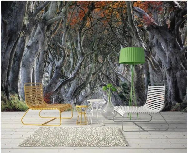 Tapeten 3D-PO-Tapete an der Wand benutzerdefinierte Wandbild Herbstwald großer Baum Trail Landschaft Home Decor Wohnzimmer für Wände 3 d