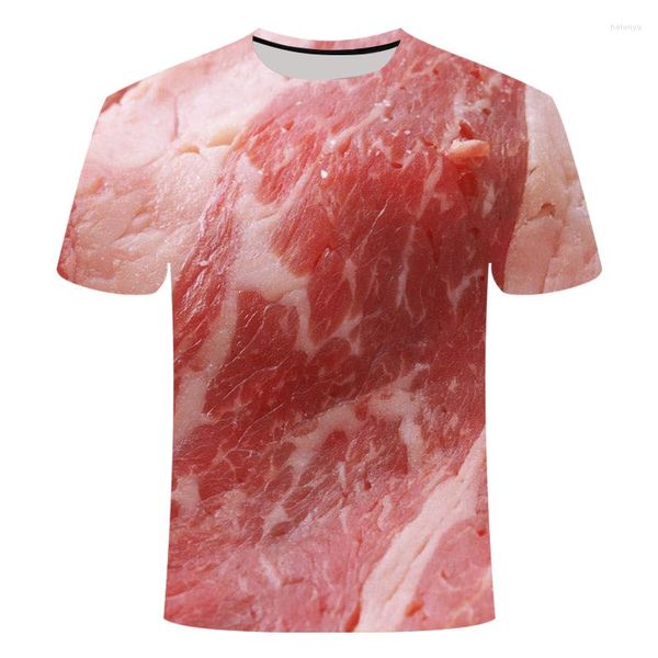 Herren T-Shirts Mode Hip-Hop Street Food Shirt Tierkuh Sommer Männer und Frauen 3D Fun Schweinefleisch T-Shirt Black Pepper Steak