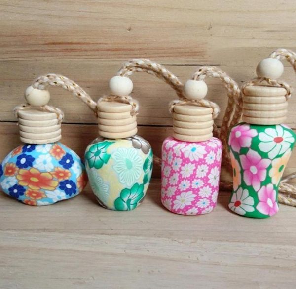 Vários estilos de cerâmica macia difusor carro perfume garrafa vidro vazio pendurado decoração artes ambientador grânulo corda garrafas 3197609