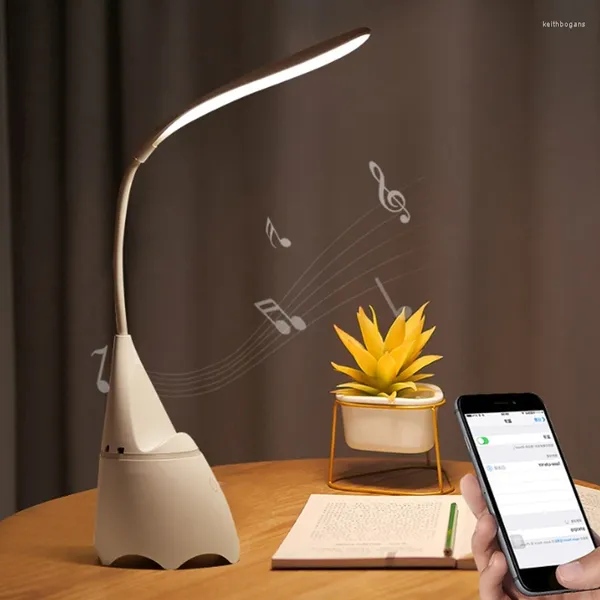 Lampade da tavolo Lampada a LED Multifunzione Bluetooth Foyer Lettura Decorazioni per la casa Protezione per gli occhi Luce Moderna Scrivania di ricarica per studenti