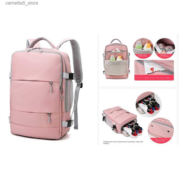 Sacos de fraldas ao ar livre saco de fraldas do bebê mulheres viagem portátil mochila garrafa térmica menina à prova dwaterproof água mochila escolar usb independente saco de sapato q231127