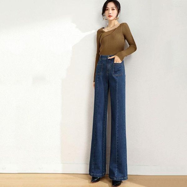 Damen Jeans Hohe Taille Gerade Damenmode 2023 Herbst Winter Denim Hose Damen Casual Stretch Wide-leg Cowboy Flare Pants