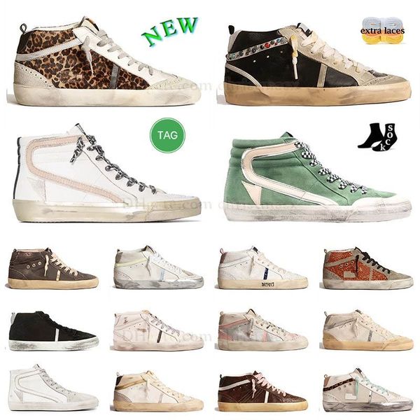 sneakers alte di design stella media scarpe casual dorate uomo donna pelle glitter oro con stella bianca e flash famosa piattaforma di marca italiana fare vecchie scarpe da ginnastica sporche