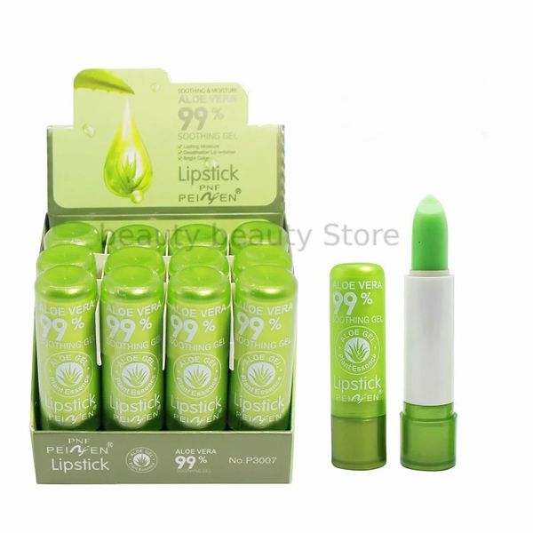 Balsamo per labbra 12 pezzi / set Aloe Vera Balsamo per labbra Cambia colore Rossetto colorato Lunga durata Nutriente idratante Balsamo per labbra Cura delle labbra All'ingrosso 231127