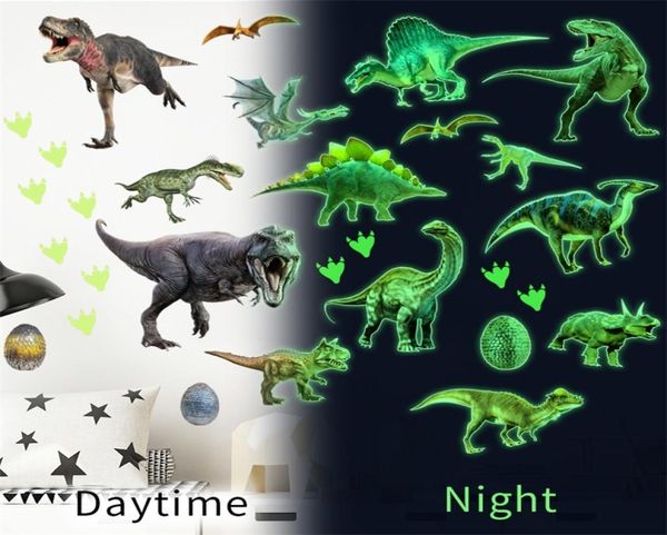 Yeşil ışık ışıltısı dinozor duvar çıkartmaları ev yatak odası çocuk odası dekorasyon hayvan floresan çıkartmaları karanlık çıkartmada parlıyor 27564977