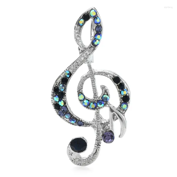 Broschen Wulibaby Klassische Musiknote für Frauen, Unisex, 3-farbig, Strass, Musikliebhaber, Party, Büro, Brosche, Geschenke