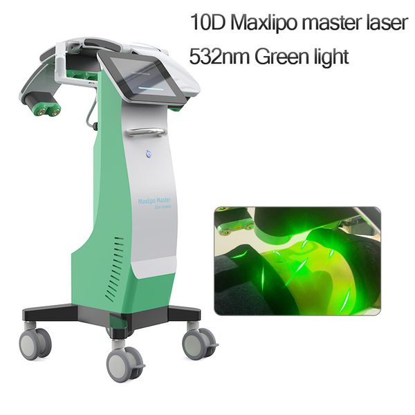 Slimming Cold Laser Dor de alívio do dispositivo de terapia LIPO com baixo nível Liposlim 10D Laser Laser Perda de energia Vato de energia 532nm Green Light Tratamento