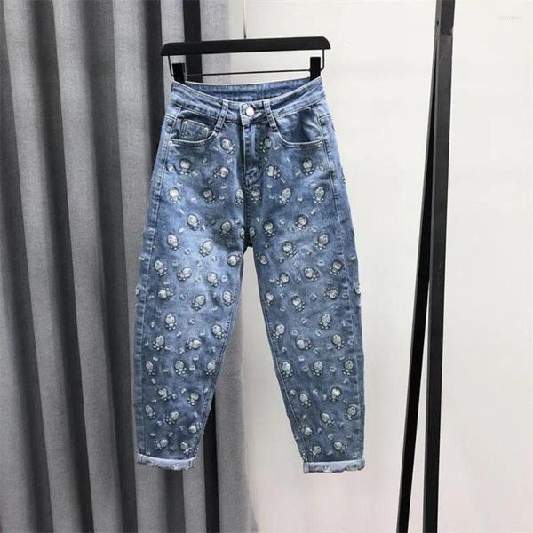 Damen Jeans Damen Harem Frühling Sommer Kleidung Hohe Taille Lose Niedlich Cartoon Denim Hosen Casual Print Mode Frau Hose