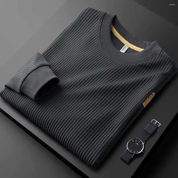 Suéter masculino leve design de luxo adesivo bordado em torno do pescoço camisola para 2023 outono manga longa camiseta tendência casual pulôver