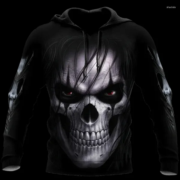 Männer Hoodies Horror Schädel Grafik Für Männer Kleidung Herbst 3D Volle Druck 2023 Lange-sleeve Tops Casual Streetwear mit Kapuze tees