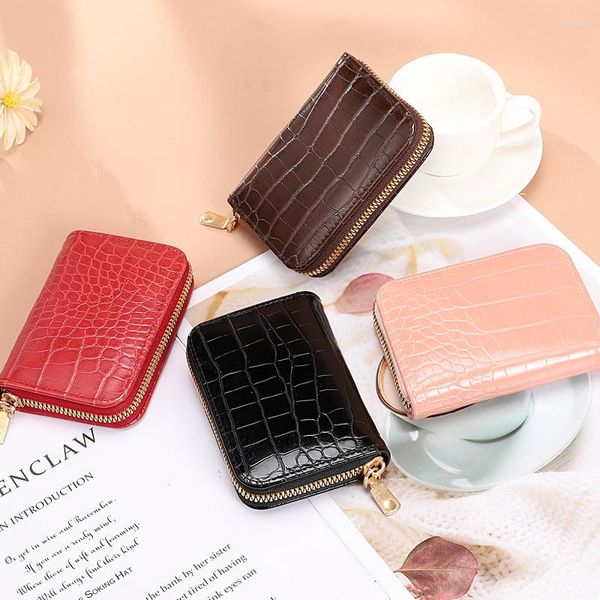 Wallets Women Casual PU curta Couro PU Plaid Bolsa Holder Card Wallet Mulher Small Zipper com bolsa de moedas