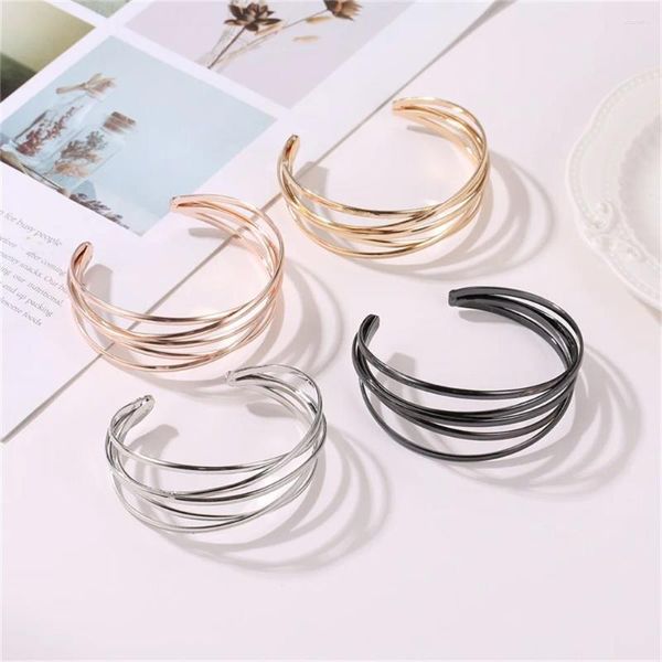 Bangle Design Simplicidade Conexão Cruz Liga Pulseira Para Mulheres Metal Casal Presente Festa Jóias Acessórios