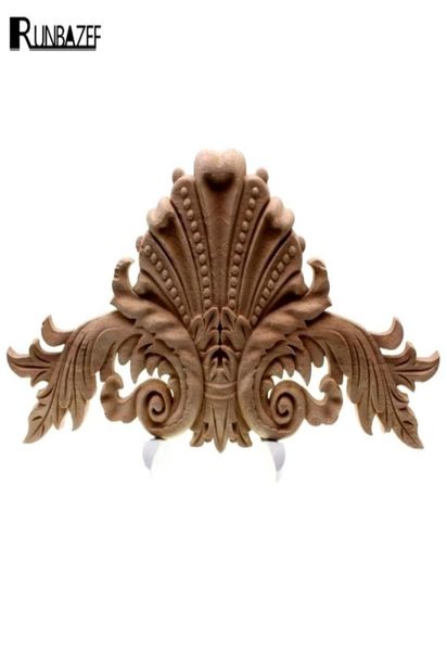 RUNBAZEF Applicazioni decorative antiche in legno Decorazioni per mobili Porta dell'armadio Modanature in legno irregolari Intaglio di fiori Figurine artigianali 29728639