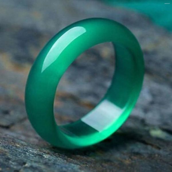 Anéis de cluster anel de jade verde para mulheres acessórios boa sorte fortuna empilhável bandas pulseiras homens polegar jóias