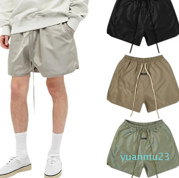 Designer shorts moda ess shorts náilon unisex solto sweatpants homens cintura cordão praia casual basquete calças esportivas