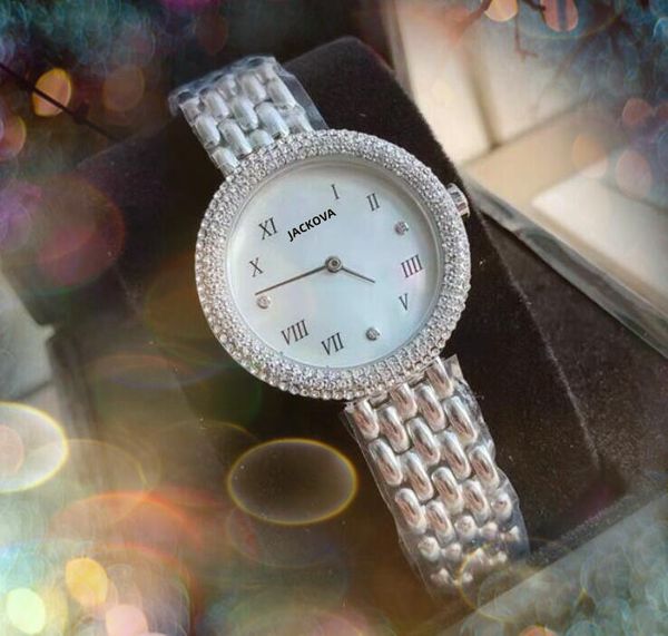Popular moda feminina pequeno romano digital dial relógio Cystal Senhoras Banda de Aço Inoxidável Anel de Diamantes Cristal Espelho Mesa de Quartzo Nobre Relógios Elegantes Presentes
