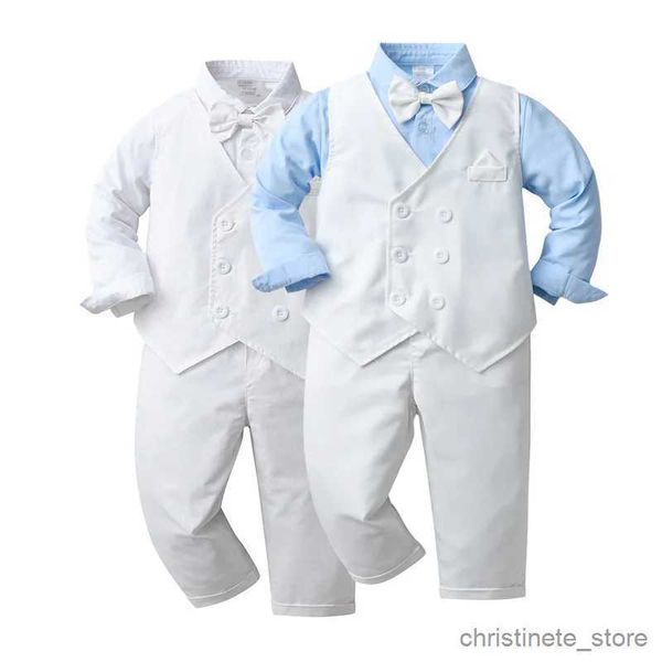 Set di abbigliamento Abito da battesimo per bambini Tre set di vestiti per bambini Abbigliamento casual autunnale a maniche lunghe per ragazzi R231127