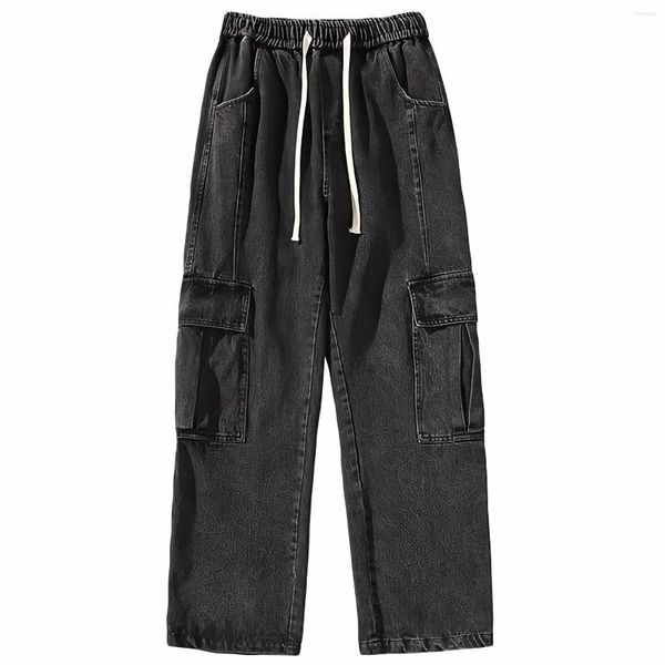 Herren Jeans Japanische Streetwear Vintage Korean Style Straight Wide Leg Hose Kpop Cargohose Herren Hip Hop Grunge Punk