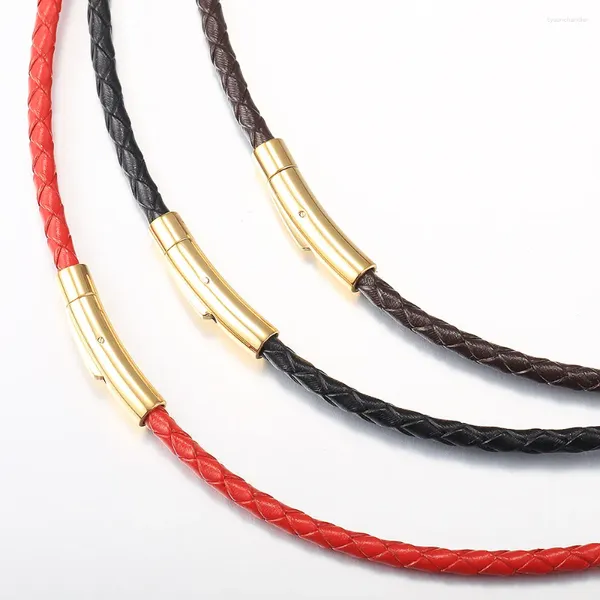 Цепочки 4 мм/6 мм, ожерелье из искусственной кожи, колье для мужчин и мальчиков, красная, черная, коричневая, плетеная веревочная цепочка, мужская застежка, ювелирные изделия, подарки UN149