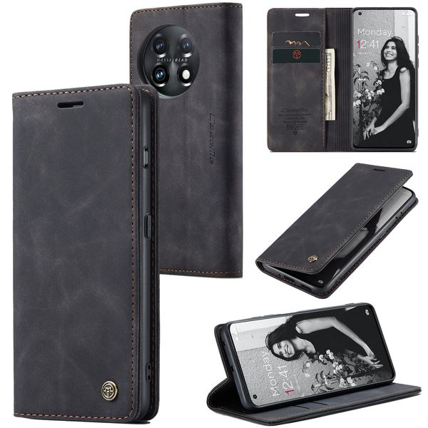 Caseme retro couro flow stand wallet case para onePlus 11 8t 8 pro 7 um mais nord shopfrof choques vintage slots de slots de slots de tampa