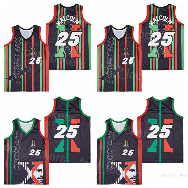 Film Basketball 25 Malcolm Jerseys 1992 X Power Movie College Black Team Color Hiphop Pure Cotton Bordery e Stitched Breathable For Sport Fãs Hiphop Summer