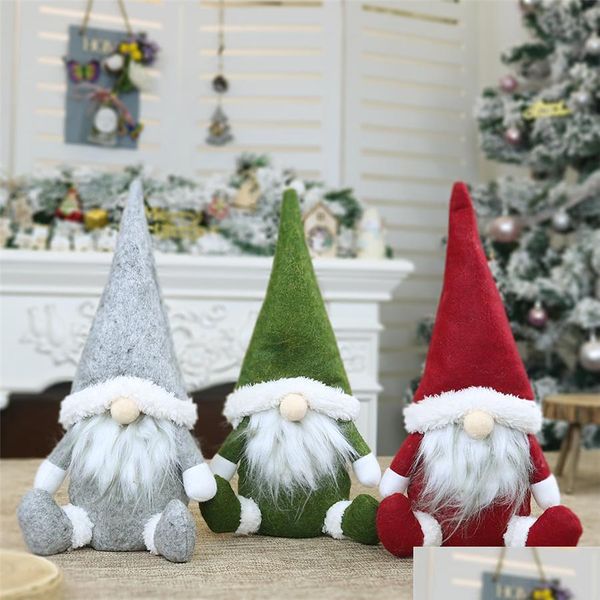 Animais de pelúcia de pelúcia Feliz Natal Sueco Santa Gnome Boneca de pelúcia Ornamentos Handmade Holiday Home Party Decor Decorações Drop de Dhnvk