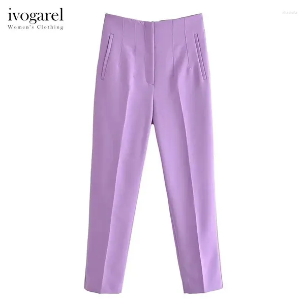 Pantaloni da donna Ivogarel 2023 Pantaloni a vita alta con dettaglio cucitura Tasche frontali Abito elegante per l'estate Stile TRAFZA