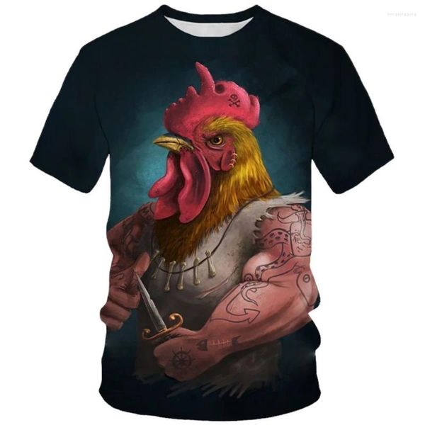 Erkek Tişörtleri Unisex Hayvan Rooster 3D Baskı Komik Tişört Yaz Günlük Kısa Kollu Üstü Büyük Boyutlu Nefes Alabilir Gömlek Erkekler 6xl Tshirt