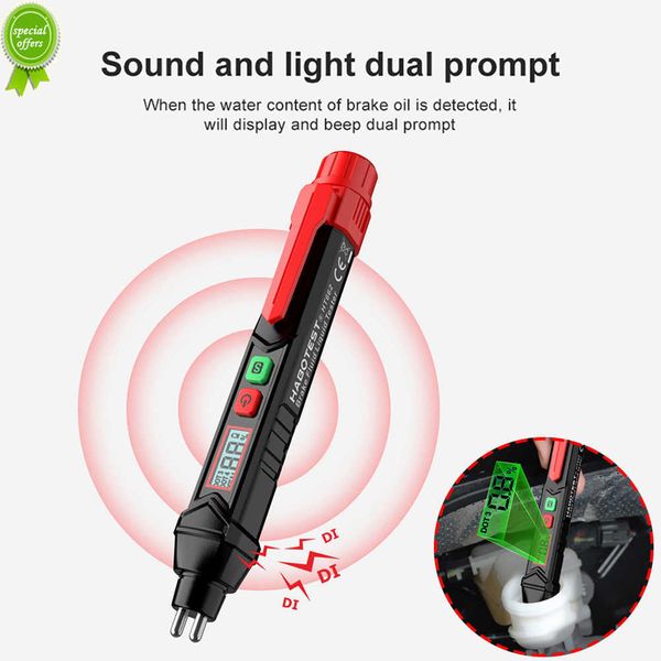 Bremsflüssigkeitstester Auto Auto Bremsflüssigkeit Digital Tester für DOT3/DOT4/DOT5.1 Genauer Ölqualitätsprüfstift Sound Light Alarm