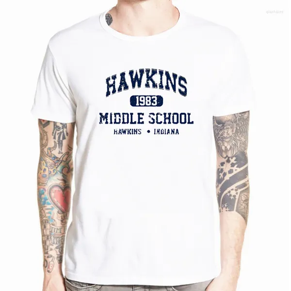 T-shirt da uomo Cose strane Design retrò Jersey Alta qualità Hawkins School Modale T-shirt manica corta Casual Homme Tee Camisetas
