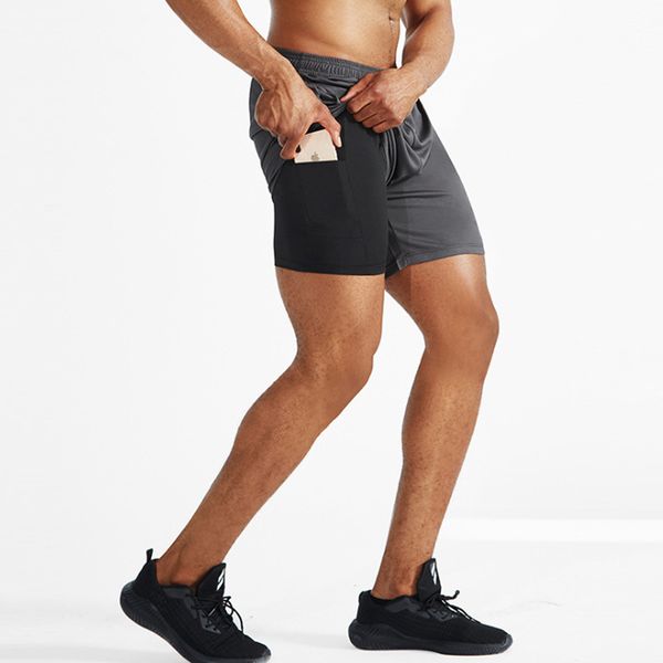 Pantaloncini sportivi da uomo lu Yoga Pantaloncini ad asciugatura rapida con tasca per cellulare Pantaloni da jogging corti da palestra da corsa casual ll6070