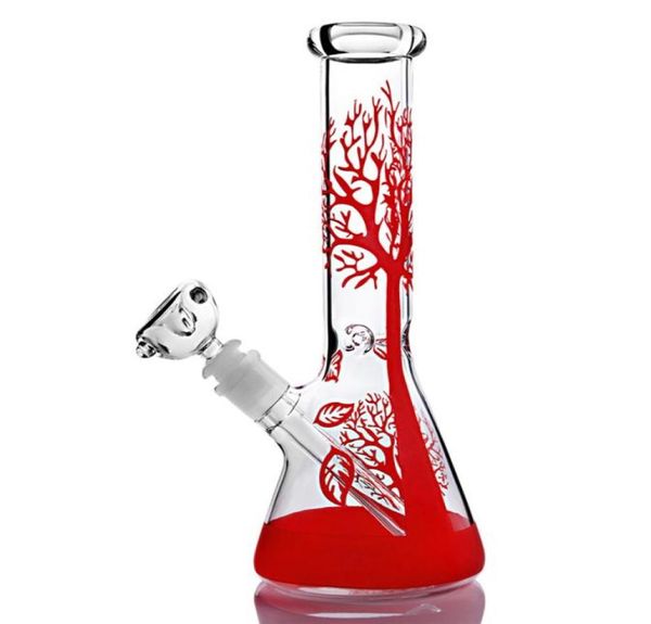 Red Beaker Bong Hookahs Tubos de água de vidro reto Dab Rigs Tree Design 115 polegadas e 14mm Joint2695725