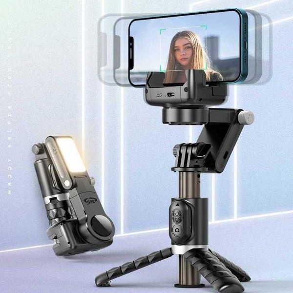 Treppiedi Q18 Stabilizzatore cardanico Desktop Modalità follow-up Smartphone Selfie Stick con luce di riempimento per cellulari iPhone Huawei J230427