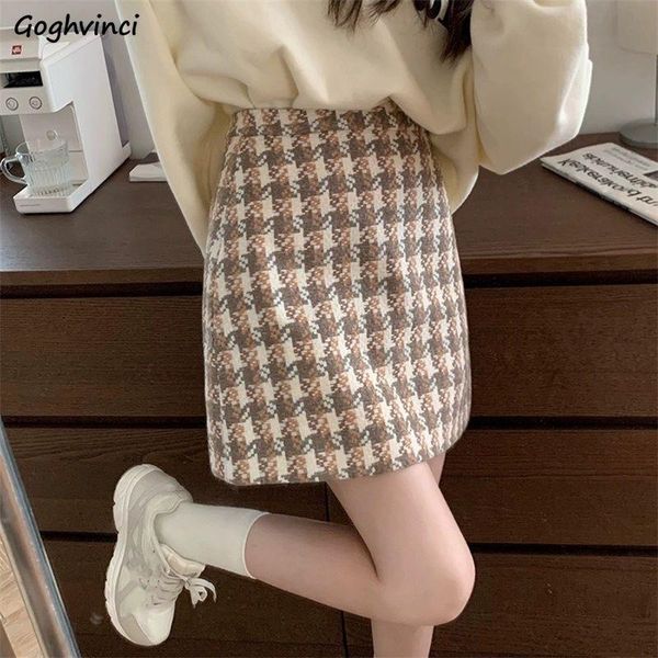 Vestidos mini saias mulheres houndstooh lápis Design College Girls Hot Girls Lovely Street Sweet Casual Classe Classy Vintage Moda coreana Femme New