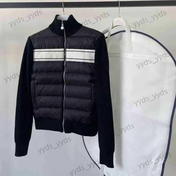 Piumino da uomo Primavera e autunno maschile Colletto rialzato lavorato a maglia con giunture in piumino Y2K Giacca casual maschile Cardigan stile business Cappotto caldo T231127