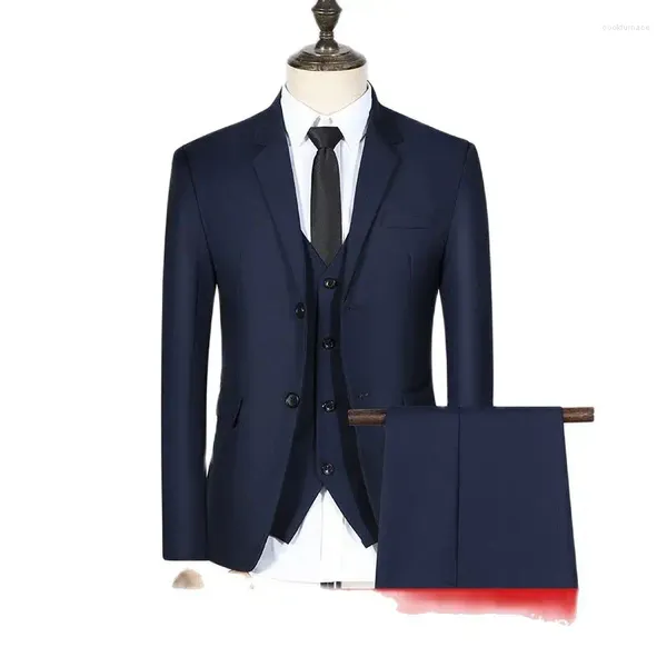 Herrenanzüge Herrenanzug Mode Business Casual Slim Fit Dreiteiliger Bräutigam Trauzeuge Hochzeit 3-teiliges Set Blazer Hose Weste 4 Farben