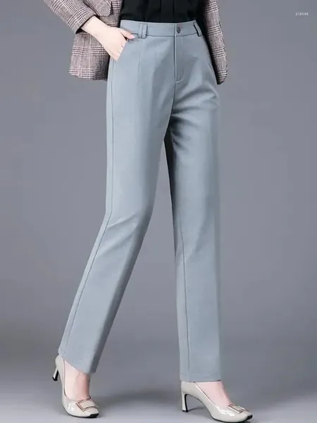 Calças femininas elegantes slim fit escritório ol terno feminino clássico cintura alta calças retas negócios vintage formal trabalho lápis pantalones